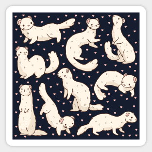 Cute white Ferret illustration Sticker